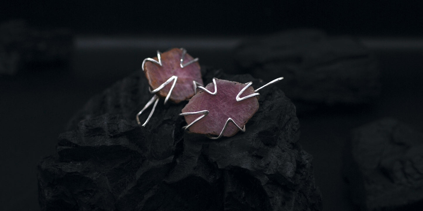 Ruby cubes earrings