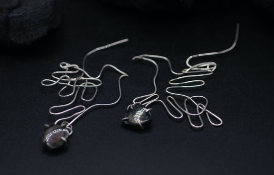 Earrings silver one dove one one hawk