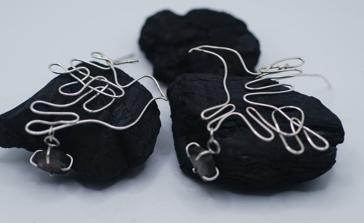 Earrings silver one dove one one hawk