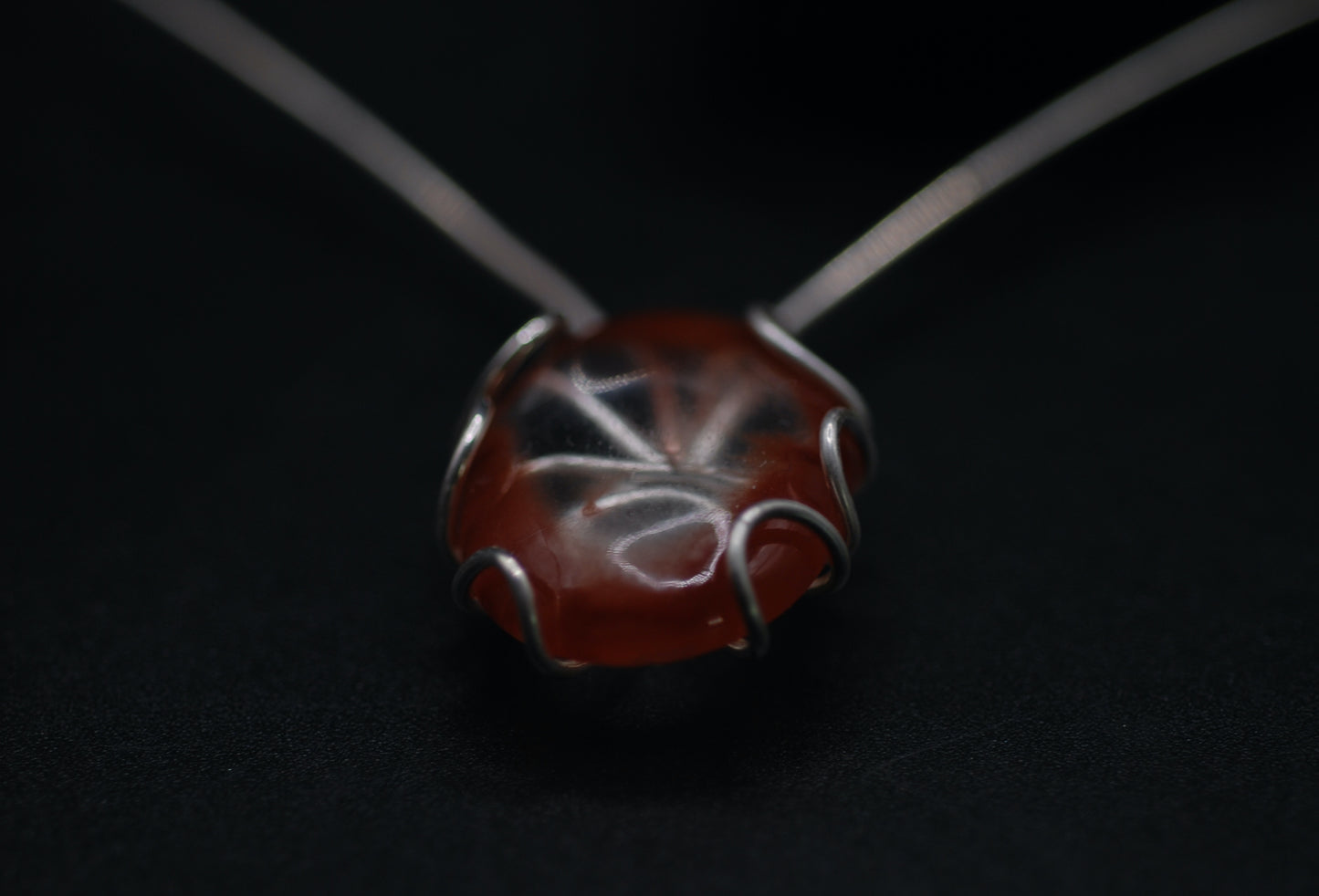Wired necklace with oval gemstone
